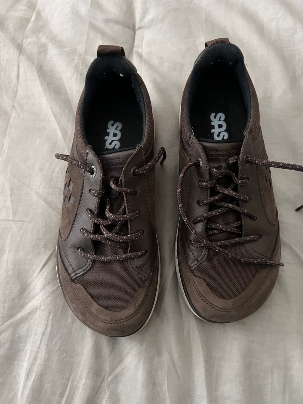 SAS Men's Dark Brown Lace-Up Walking Sneakers